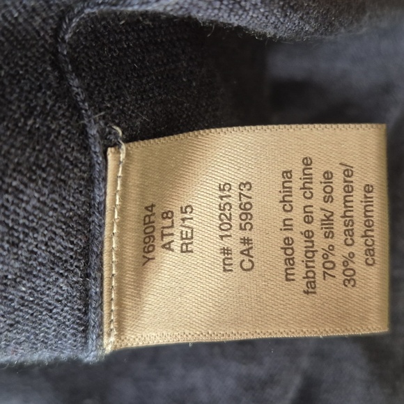 NWOT John Varvatos Artisan Pete Crew Silk Cashmere Blend Sweater Sz L Navy Blue - Picture 11 of 12